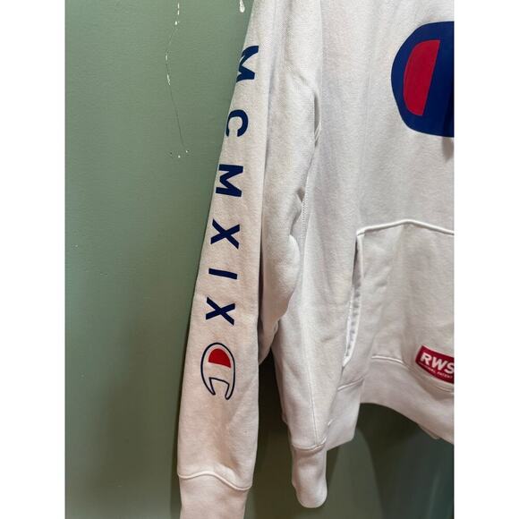 Champion RWSS reverse weave white hoodie sweatshirt L - Picture 3 of 8